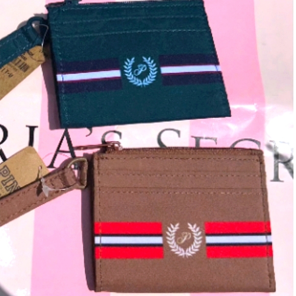 Victoria's Secret PINK New Card Case Keychain Wallet with Zip Closure, Brown - Picture 6 of 9